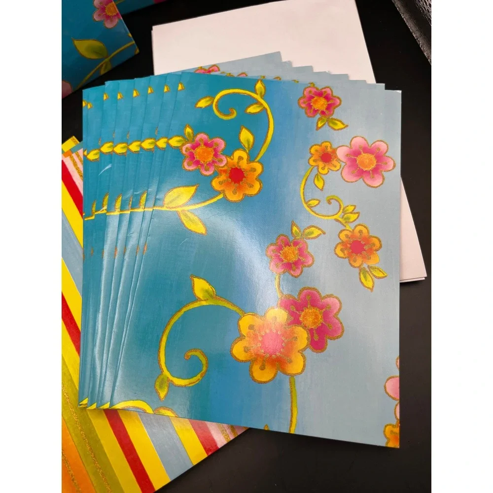Vtg Set‎ Of 16 Notecards Envelopes In Floral Box Beautiful! Stationery Cards